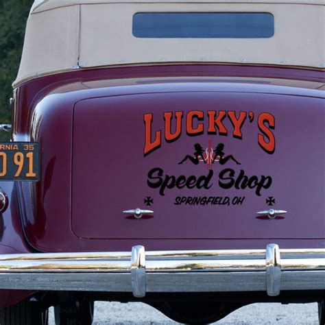 Personalized Pin Up Girl Hot Rod Pinstripe Speed Shop Stickers Dingmun