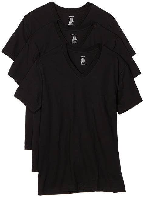 Calvin Klein Mens 3 Pack Classic V Neck T Shirt Black Small