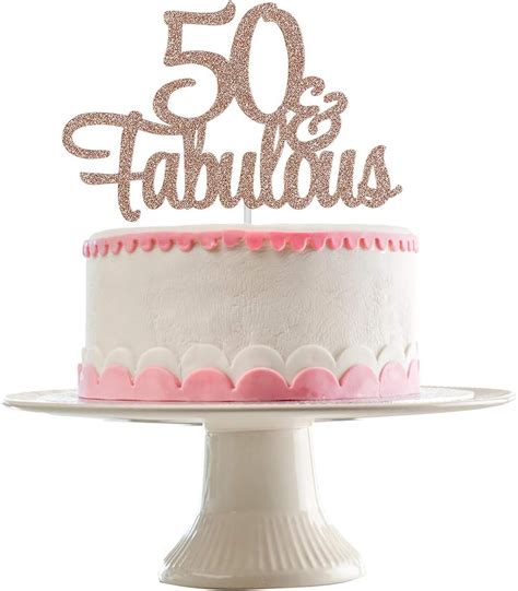 50 And Fabulous Cake Topper Rose Gold Glitter 50 Ubuy Bahrain