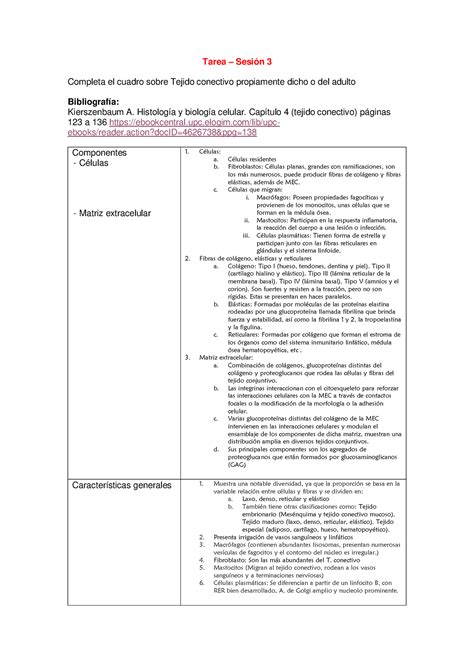 Tarea S3 ST Tarea Sesión 3 Completa el cuadro sobre Tejido