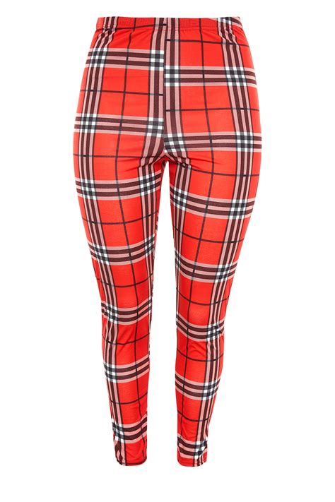 Plus Size Red Check Leggings Yours Clothing