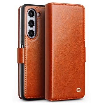 Samsung Galaxy Z Fold Qialino Classic Wallet Leather Case Light Brown