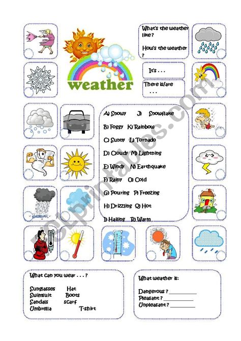 Weather Pictionary ESL Worksheet By Lekaviar