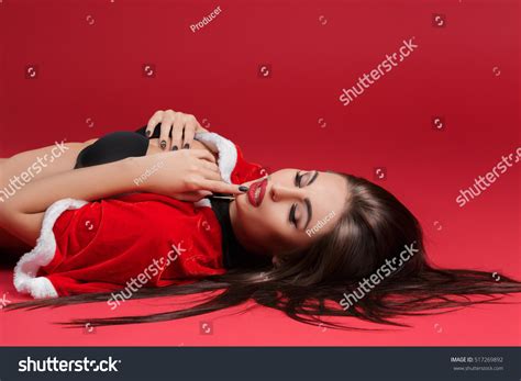Sensual Sexy Women Brunette Clothes Santa Stock Photo 517269892 Shutterstock
