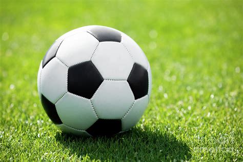 Soccer Ball On A Soccer Field Green Grass Football Pitch Photograph By