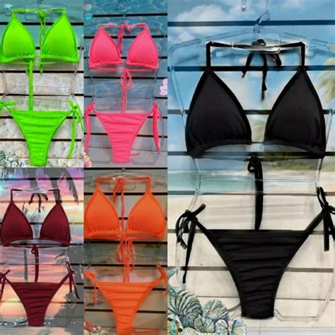 Cj Biqu Ni Bikini Tecido Canelado Bojo E Forrado Parte De Cima E De Baixo Shopee Brasil