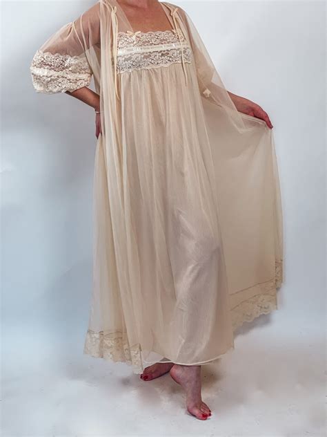 S Vintage Peignoir Set By Tosca Lingerie L Matching Nylon Etsy