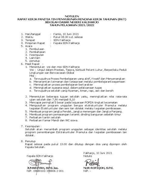 Notulen Rapat Rkt Pdf