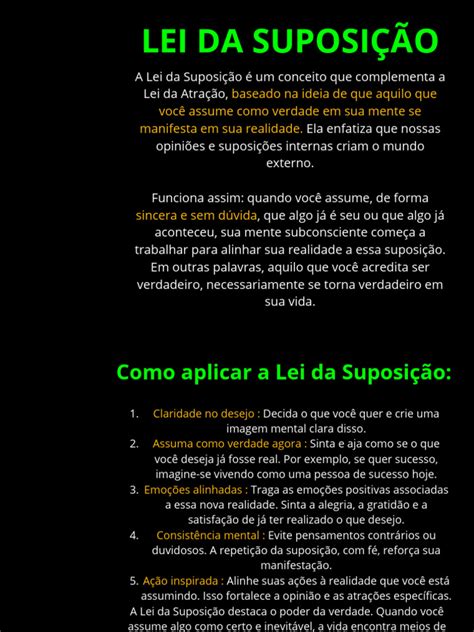 O Que É Lei Da Suposição