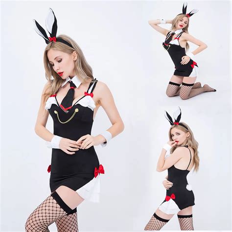 Adult Black Sexy Naughty Bunny Costume Women S Fantasy Erotic Bunny Lingerie With Bunny Ear