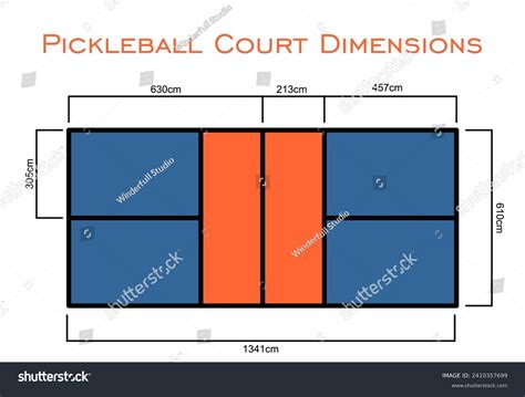 Pickleball Court Dimensions Size Measurements Centimeter Stock Vector Royalty Free 2410357699