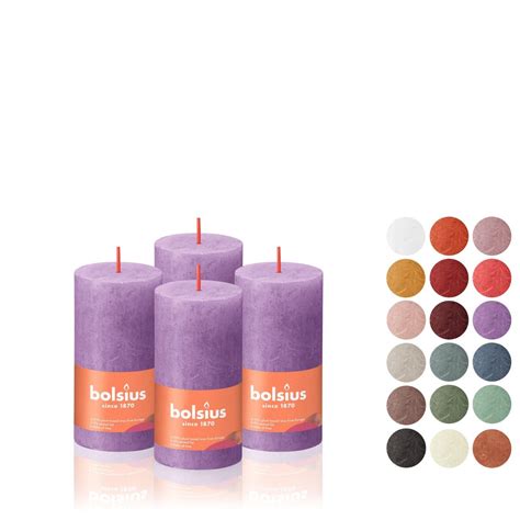 Bolsius X Inch Rustic Purple Pillar Candles Unscented Wedding