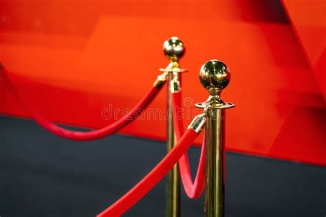 Rope Fencing with Gold Pillars with a Red Carpet for Celebrities and
