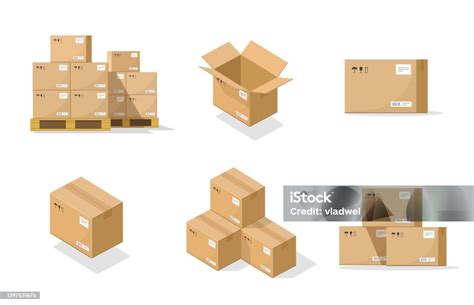 paket paket paket vektor isometrik  kardus paket pos menumpuk