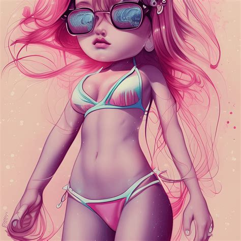 K Beautiful Realistic Girl With Light Pink Bikini Vector White Creative Fabrica