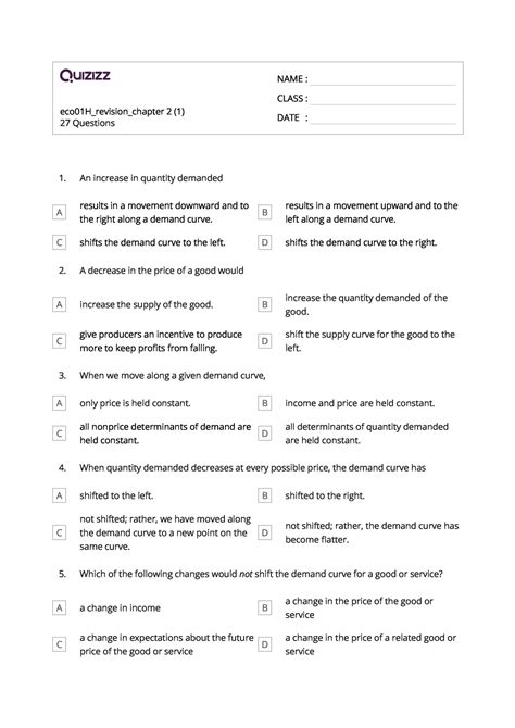 Revision Chapter 2 1 Eco01hrevisionchapter 2 1 27 Questions Name