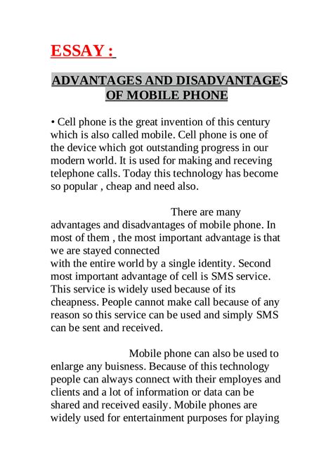 Solution Essay On Merits And Demerits Of Mobile Phones Studypool