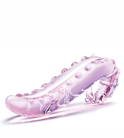 Waterproof G Spot Curved Textured Glass Dildo Temperature Play Oral Tongue Nubs Sex Toy For