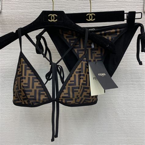 Fend I Bikini Doble F Letra Imprimir Sexy Bikini Traje De Ba O Se Puede Usar En El Ba O Shopee