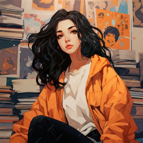 stunning anime girl portrait  yellow jacket modernisminspired concept