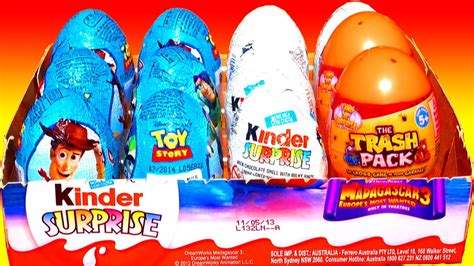 12 Surprise Eggs Toy Story Kinder Surprise Eggs Unboxing Disney Pixar Easter Madagascar 3 Trash