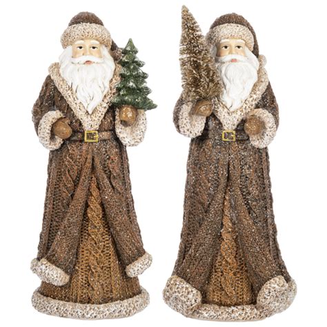 Wholesale Cable Knit Santa Figurines 2 Pc Ppk Ganz