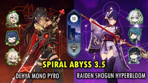 C Dehya Mono Pyro C Raiden Shogun Hyperbloom Spiral Abyss