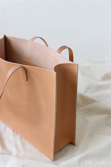 Nude Leather Tote Leather Tote Bag Leather Purse Etsy