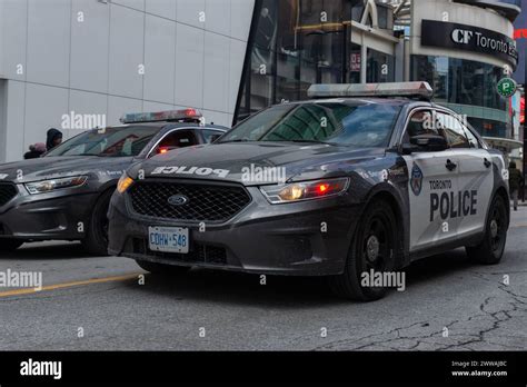 Toronto On Canada March 17 2024 Mounted Police Patrol The Streets