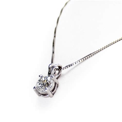 0 51 Ct E F VS2 Round Diamond Pendant 14 Karaat Witgoud Ketting Met