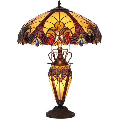 Chloe Lighting Tiffany Style Light Victorian Double Lit Table Lamp