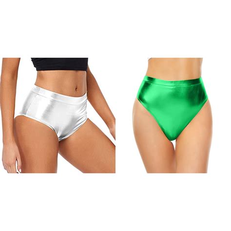 Pack Women S High Waisted Metallic Booty Shorts Rave Bottoms For Dancing Hot Pants Clubwear