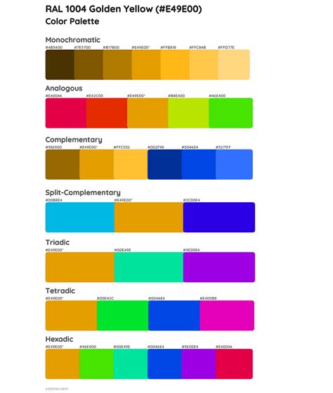 Ral 1004 Golden Yellow Color Palettes