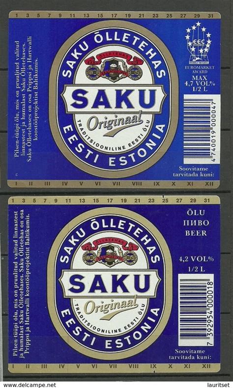 Bier Estonia Estland Beer Label Saku Originaal 2 Different