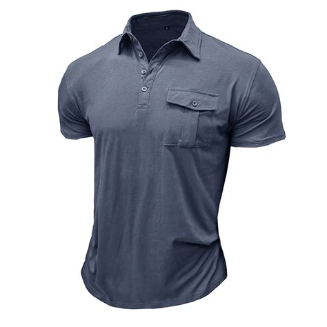 Tosmy Mens Polo Shirt Male Spring Summer Cotton Short Sleeve Button