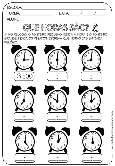 Atividades De Horas 4 Ano Para Imprimir - Atividades Horas 4 Ano - ZULEDU