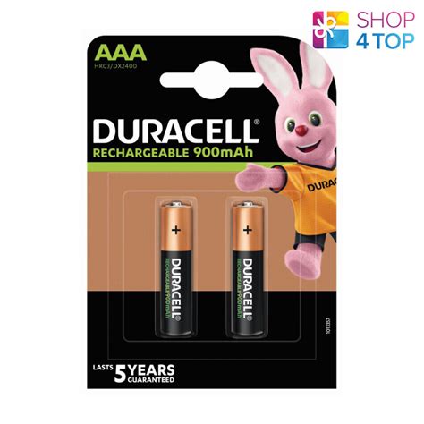 2 DURACELL RECHARGEABLE AAA 900mAh BATTERIES 1.2V HR03 DX2400 MICRO 2BL ...