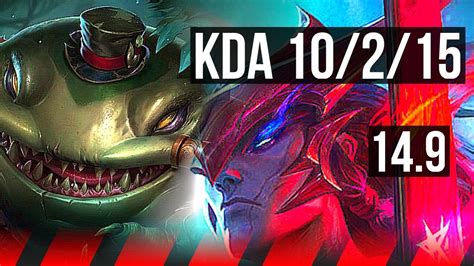 TAHM KENCH Vs YONE TOP 10 2 15 500 Games Dominating BR Master