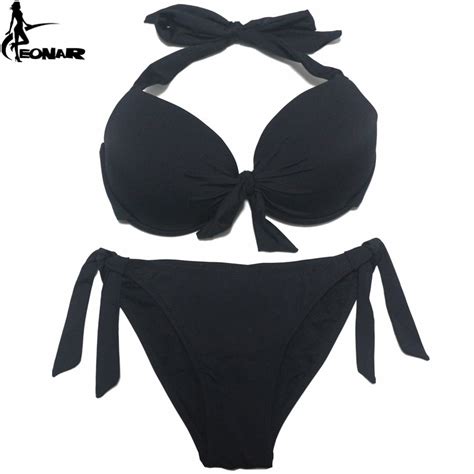 MAILLOT DE BAIN EONAR Bikini Solide Maillots De Bain Femmes Push Up Ensemble Bikini Coupe