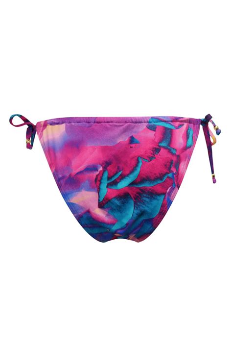 Cabana Adjustable Tie Side Bikini Brief In Purple Floral Pour Moi