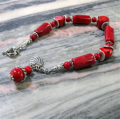 Natural Red Coral Bracelet Wrist Size 17 5 Cm 7 Inches Coral Etsy UK