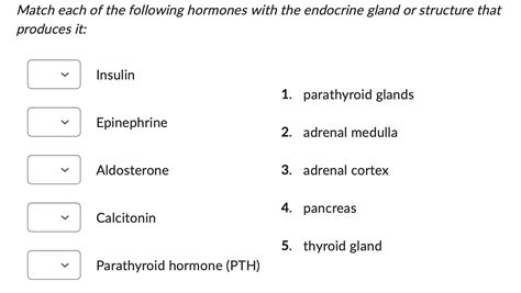 Solved Match Each Of The Following Hormones With The Endocrine