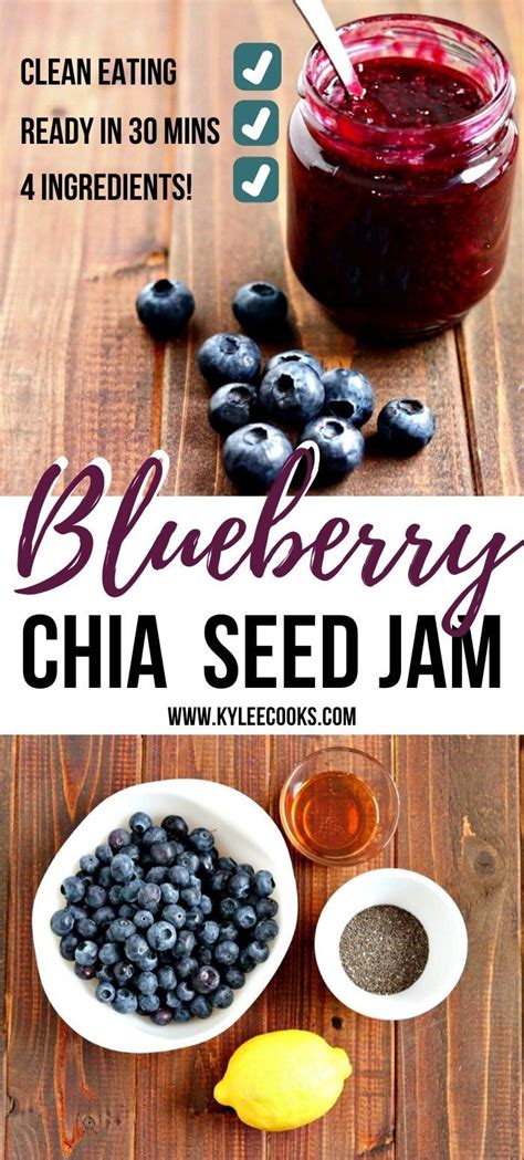 Blueberry Chia Seed Jam In A Bowl With Spoons And Lemon Slices On The Side