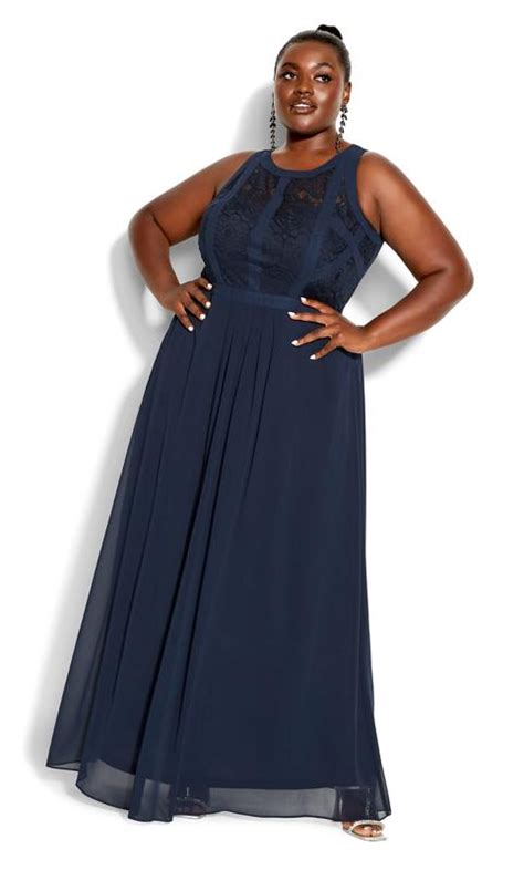 City Chic Blue Knot Front Maxi Dress Evans