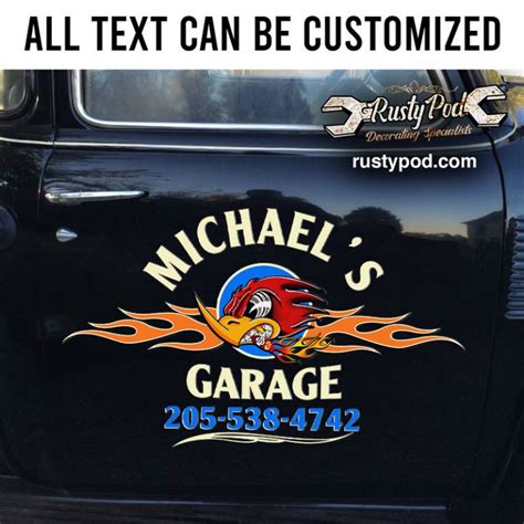 Personalized Hot Rod Bird Lettering Vinyl Sticker Rustypod Store