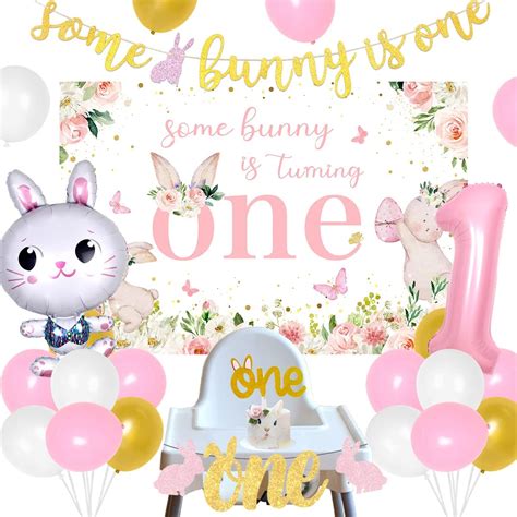 Amazon Some Bunny Is One Birthday Decorations Bunny St Birthday