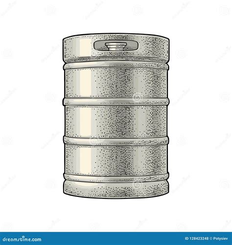 Metal Beer Keg Vintage Vector Engraving Illustration Stock Vector