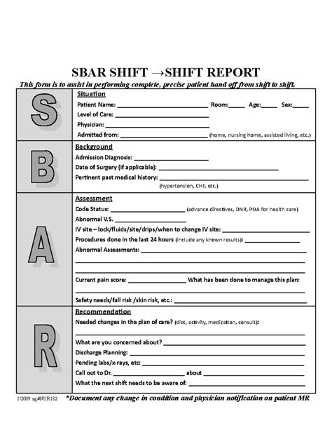 Sbar shift change report generic - NURS 3102 - UNC Charlotte - Studocu