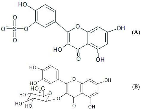 Molecular Structure Of A Quercetin 3′ Sulphate B Quercetin