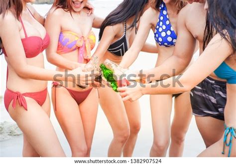 Sexy Bikini Party Seaside Enjoy Meeting Stock Photo
